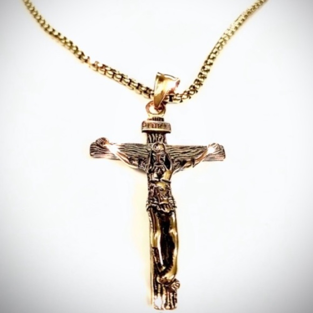 CRUCIFIX NECKLACE | with black antiquing accents | Catholic Christian religious